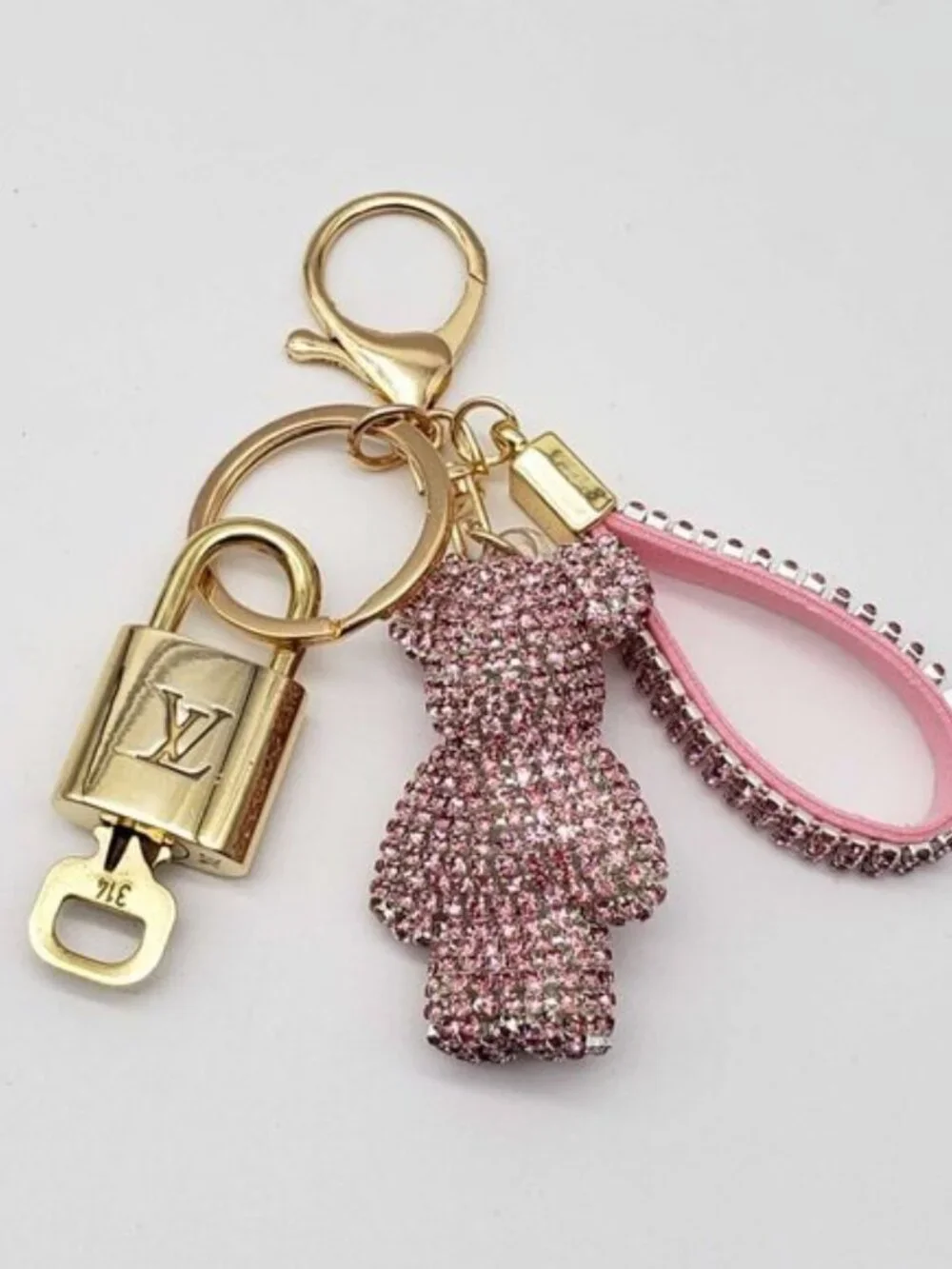 Authentic LV Gold Padlock & Key Set ✨ Luxury Bag Charm w/ Unbranded Keychain